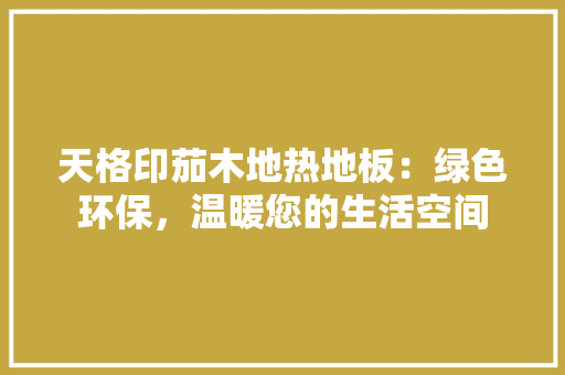 天格印茄木地热地板：绿色环保，温暖您的生活空间 现代风格装饰