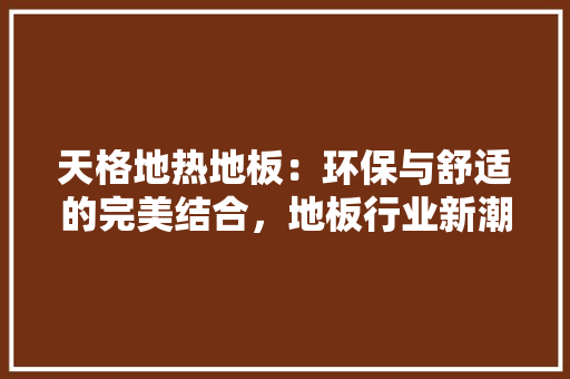 天格地热地板：环保与舒适的完美结合，地板行业新潮流 现代风格装饰