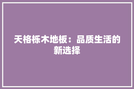 天格栎木地板：品质生活的新选择 现代风格装饰