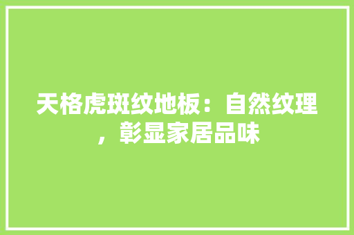 天格虎斑纹地板：自然纹理，彰显家居品味 现代风格装饰