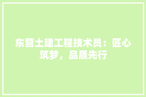 东营土建工程技术员：匠心筑梦，品质先行 家居装修