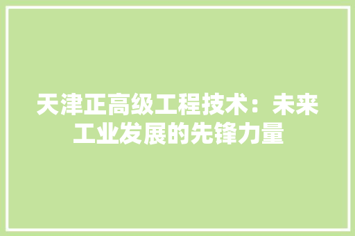 天津正高级工程技术：未来工业发展的先锋力量 现代风格装饰