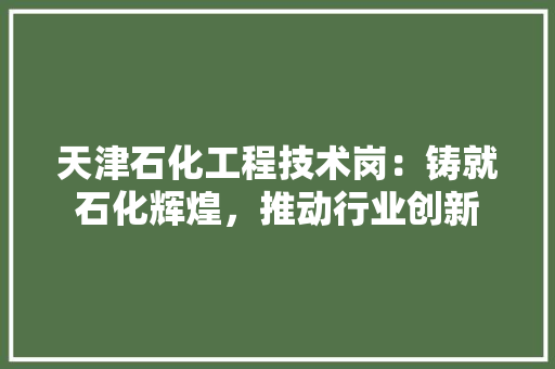 天津石化工程技术岗：铸就石化辉煌，推动行业创新