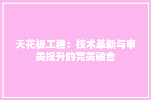天花板工程：技术革新与审美提升的完美融合 现代风格装饰