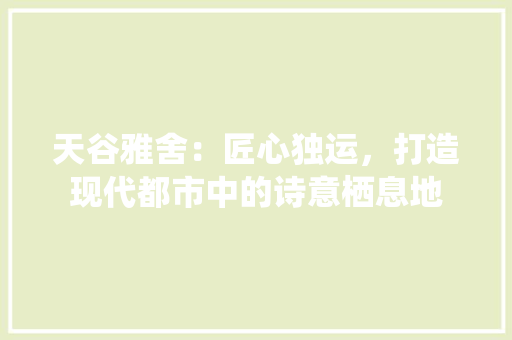 天谷雅舍：匠心独运，打造现代都市中的诗意栖息地 现代风格装饰