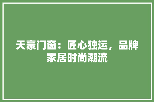 天豪门窗：匠心独运，品牌家居时尚潮流 现代风格装饰