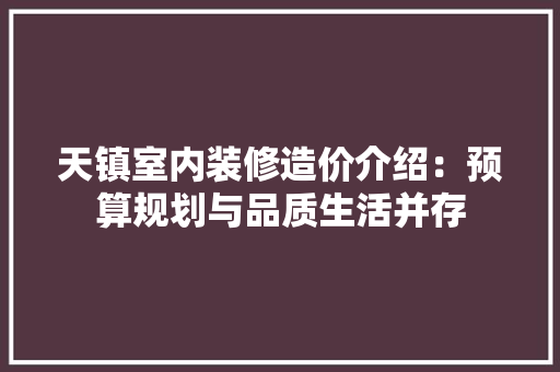 天镇室内装修造价介绍：预算规划与品质生活并存 现代风格装饰