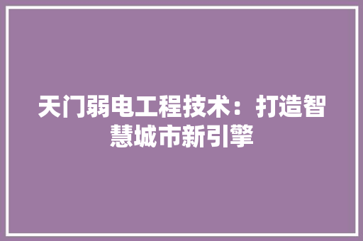 天门弱电工程技术：打造智慧城市新引擎 现代风格装饰