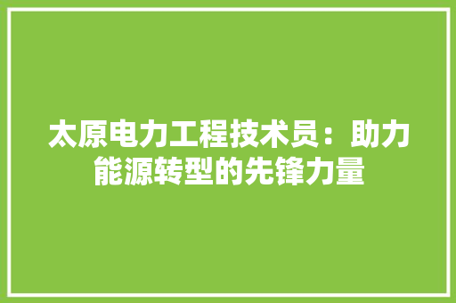 太原电力工程技术员：助力能源转型的先锋力量 现代风格装饰