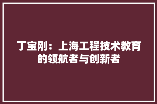 丁宝刚：上海工程技术教育的领航者与创新者