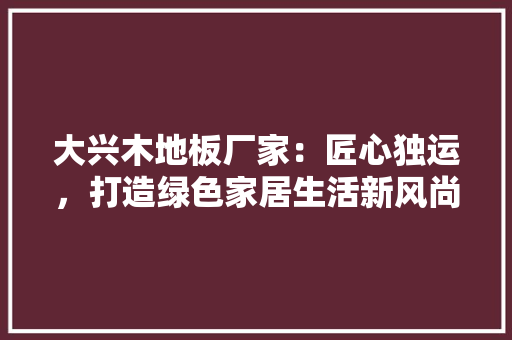 大兴木地板厂家：匠心独运，打造绿色家居生活新风尚 现代风格装饰