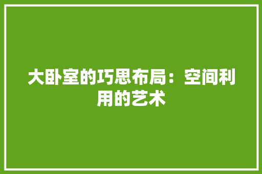大卧室的巧思布局：空间利用的艺术 现代风格装饰