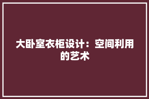 大卧室衣柜设计：空间利用的艺术 现代风格装饰