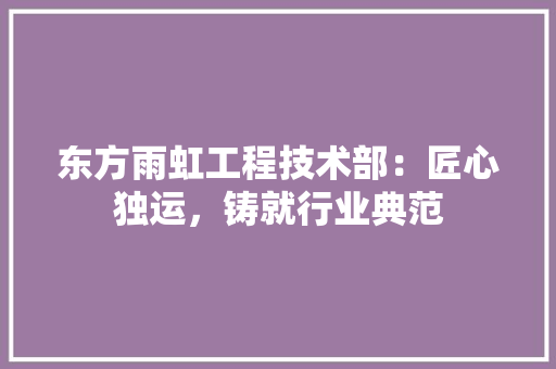 东方雨虹工程技术部：匠心独运，铸就行业典范 家居装修