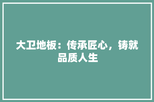 大卫地板：传承匠心，铸就品质人生