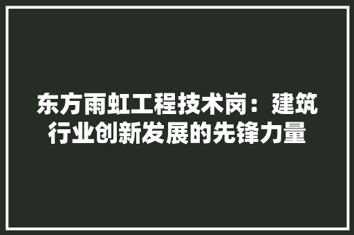 东方雨虹工程技术岗：建筑行业创新发展的先锋力量 家居装修