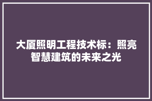 大厦照明工程技术标：照亮智慧建筑的未来之光 现代风格装饰
