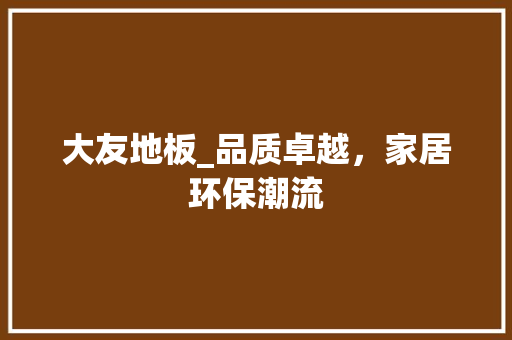 大友地板_品质卓越，家居环保潮流 现代风格装饰