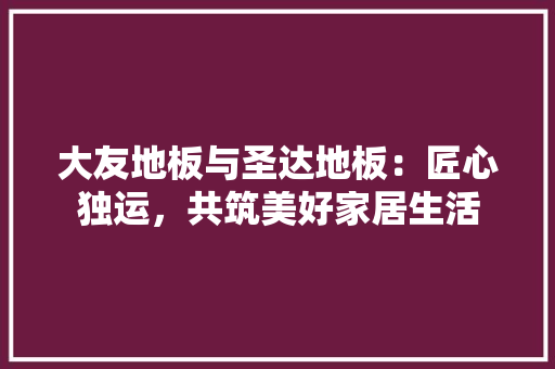 大友地板与圣达地板：匠心独运，共筑美好家居生活 现代风格装饰