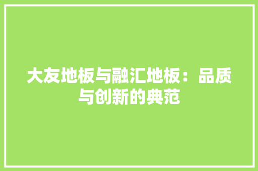 大友地板与融汇地板：品质与创新的典范 现代风格装饰