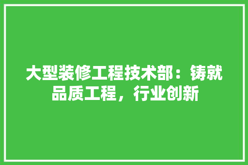 大型装修工程技术部：铸就品质工程，行业创新 现代风格装饰