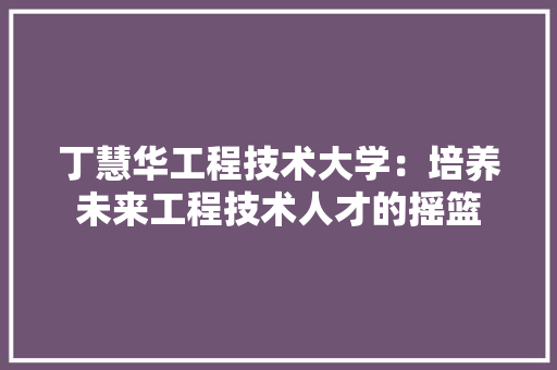 丁慧华工程技术大学：培养未来工程技术人才的摇篮