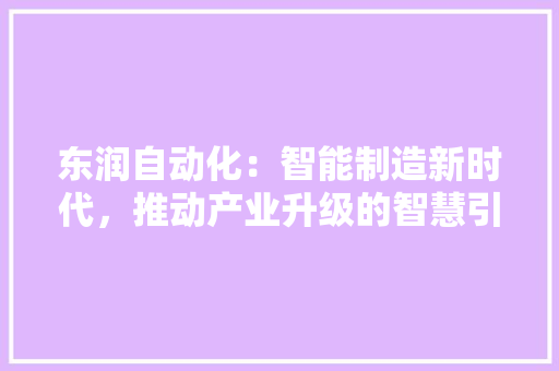东润自动化：智能制造新时代，推动产业升级的智慧引擎 家居装修