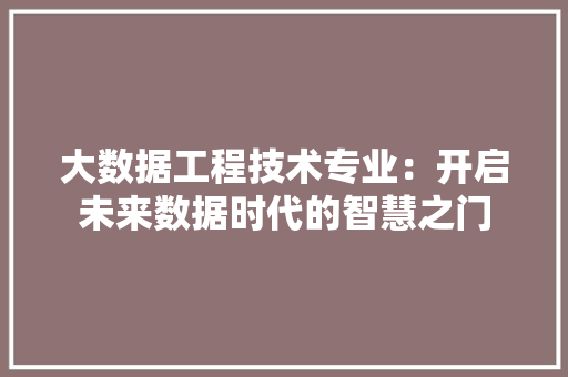 大数据工程技术专业：开启未来数据时代的智慧之门 现代风格装饰
