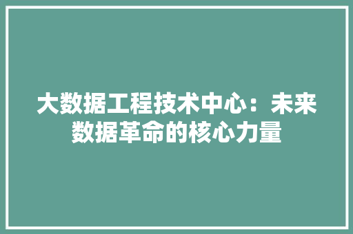 大数据工程技术中心：未来数据革命的核心力量 现代风格装饰