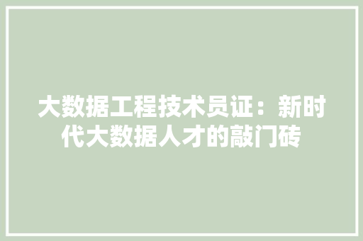 大数据工程技术员证：新时代大数据人才的敲门砖 现代风格装饰