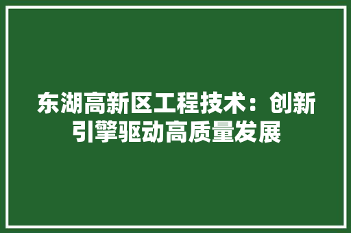 东湖高新区工程技术：创新引擎驱动高质量发展