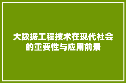 大数据工程技术在现代社会的重要性与应用前景 现代风格装饰
