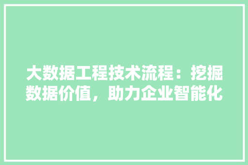 大数据工程技术流程：挖掘数据价值，助力企业智能化发展 现代风格装饰