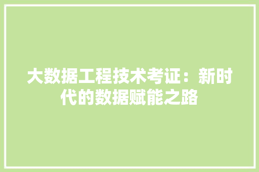 大数据工程技术考证：新时代的数据赋能之路 现代风格装饰