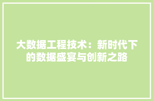 大数据工程技术：新时代下的数据盛宴与创新之路 现代风格装饰