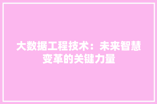 大数据工程技术：未来智慧变革的关键力量 现代风格装饰