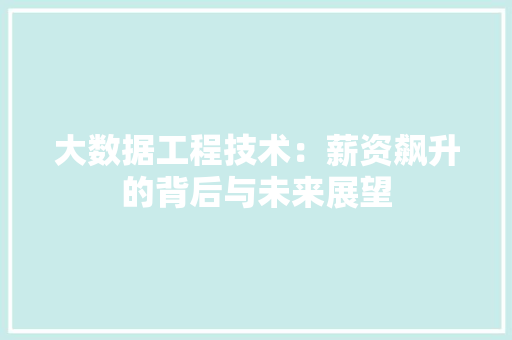 大数据工程技术：薪资飙升的背后与未来展望 现代风格装饰