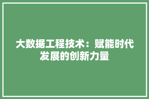 大数据工程技术：赋能时代发展的创新力量 现代风格装饰
