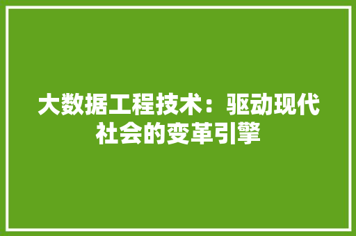大数据工程技术：驱动现代社会的变革引擎 现代风格装饰