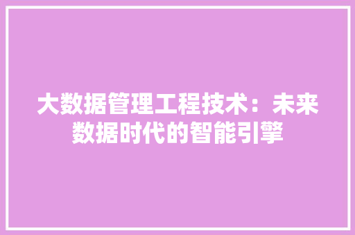 大数据管理工程技术：未来数据时代的智能引擎 现代风格装饰