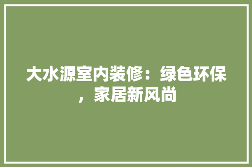 大水源室内装修：绿色环保，家居新风尚 现代风格装饰