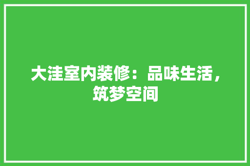 大洼室内装修：品味生活，筑梦空间