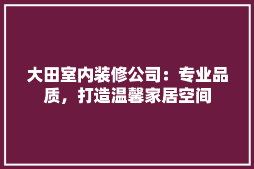 大田室内装修公司：专业品质，打造温馨家居空间 现代风格装饰