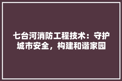 七台河消防工程技术：守护城市安全，构建和谐家园