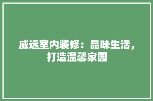 威远室内装修：品味生活，打造温馨家园 现代风格装饰