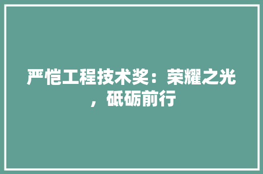 严恺工程技术奖：荣耀之光，砥砺前行 家居装修