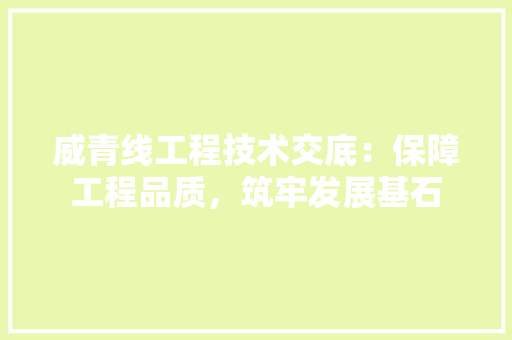 威青线工程技术交底：保障工程品质，筑牢发展基石 现代风格装饰