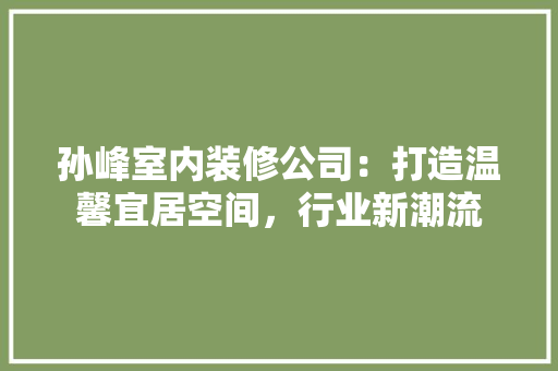 孙峰室内装修公司：打造温馨宜居空间，行业新潮流 现代风格装饰