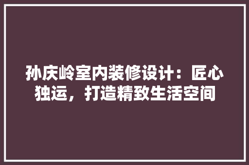 孙庆岭室内装修设计：匠心独运，打造精致生活空间 现代风格装饰