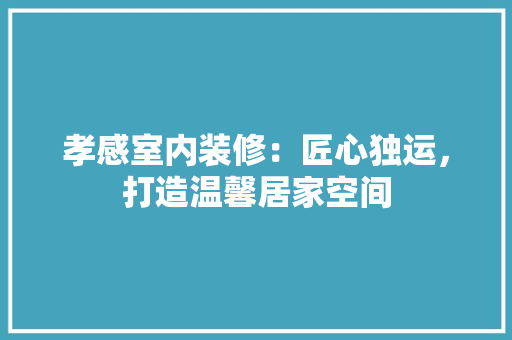 孝感室内装修：匠心独运，打造温馨居家空间